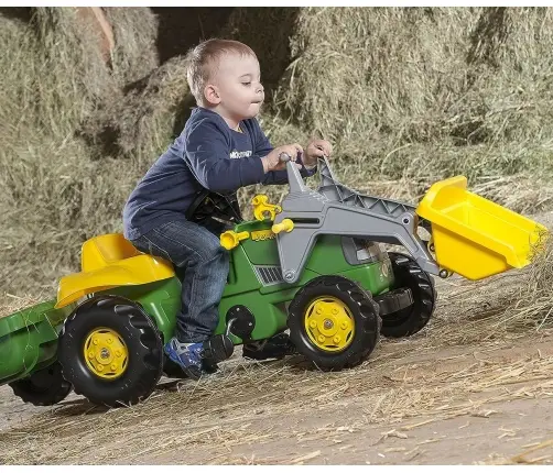 Rolly Toys 811496 Traktor Rolly Junior John Deere z łyżką i przyczepą