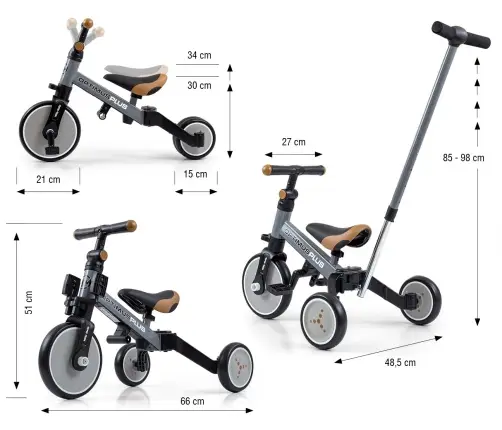Rowerek 4w1 Optimus Plus Grey Rowerek 4w1 Optimus Plus Grey