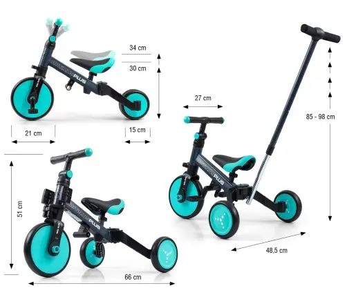 Rowerek 4w1 Optimus Plus Mint