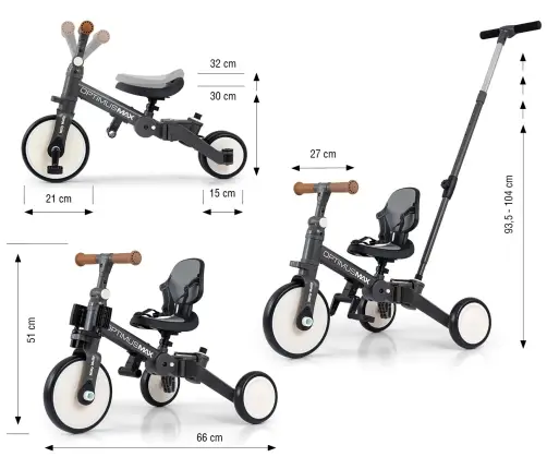 Rowerek 5w1 Optimus Max Dark Grey