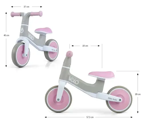 Balansa ritenis Milly Mally Velo Pink