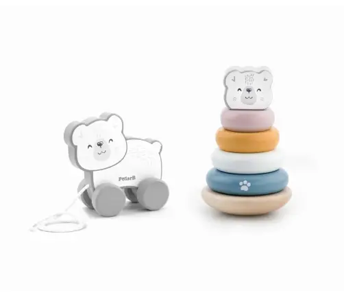 Viga 44227 PolarB Zestaw do ciągnięcia i piramidka - Miś