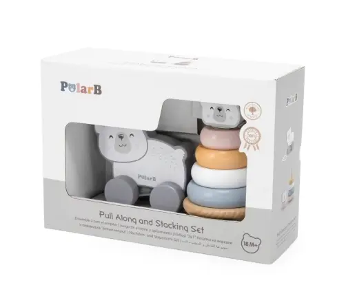 Viga 44227 PolarB Zestaw do ciągnięcia i piramidka - Miś