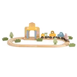 Viga 44257N PolarB Drewniana kolejka z torami i stacją