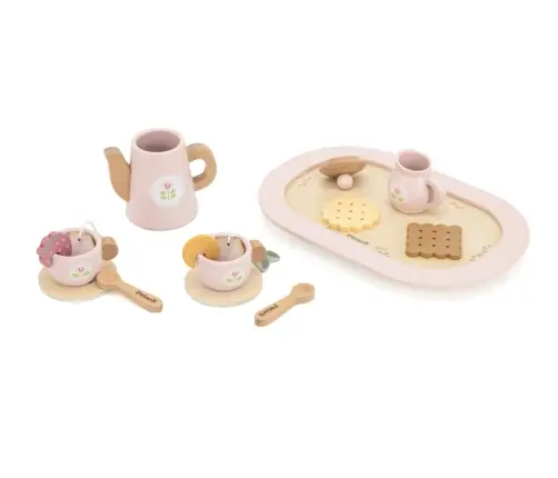 Viga 44267 PolarB Drewniany zestaw do kawy i herbaty - pink