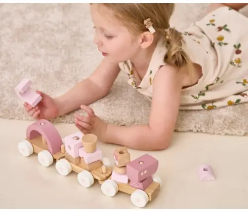 Viga 44269 PolarB Drewniany pociąg z elementami do układania