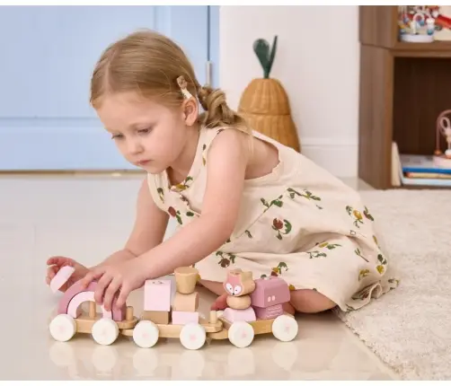 Viga 44269 PolarB Drewniany pociąg z elementami do układania