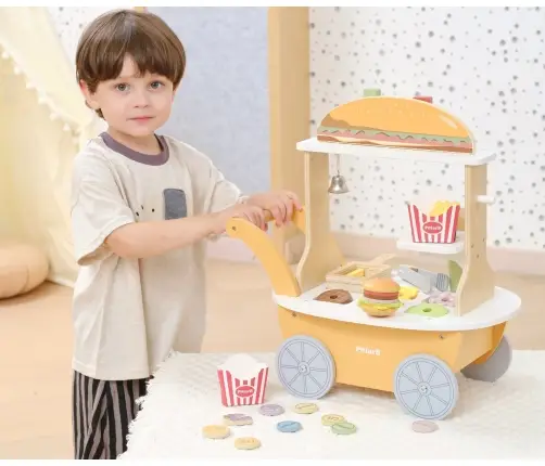 Viga 44280 PolarB Mały Burger Bar – Drewniany Wózek Kulinarny