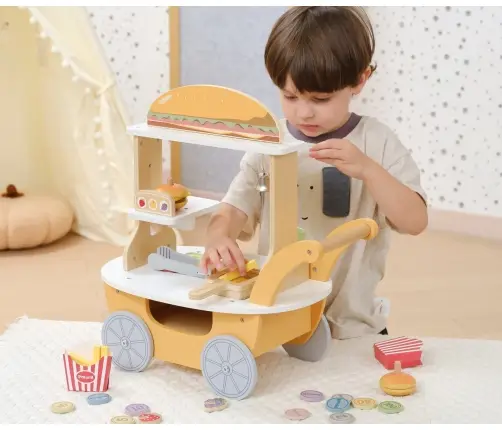 Viga 44280 PolarB Mały Burger Bar – Drewniany Wózek Kulinarny