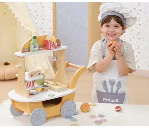 Viga 44280 PolarB Mały Burger Bar – Drewniany Wózek Kulinarny