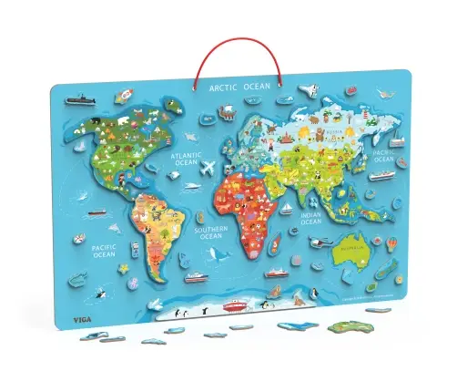 Viga 44508 2w1 Tablica edukacyjna z magnetyczną mapą świata