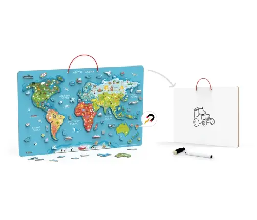 Viga 44508 2w1 Tablica edukacyjna z magnetyczną mapą świata