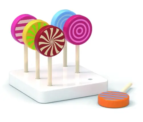 Viga 44529 Zestaw 6 drewnianych lizaków na podstawce