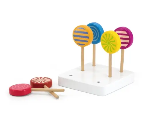 Viga 44529 Zestaw 6 drewnianych lizaków na podstawce