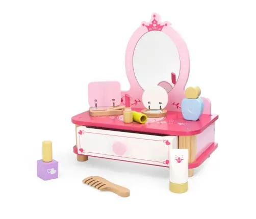 Viga 44571 Drewniana toaletka z lustrem i akcesoriami