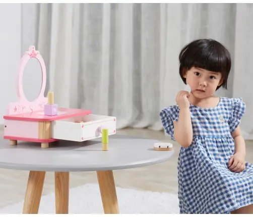 Viga 44571 Drewniana toaletka z lustrem i akcesoriami