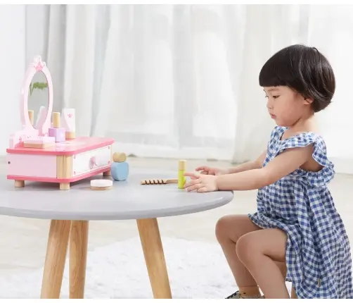 Viga 44571 Drewniana toaletka z lustrem i akcesoriami