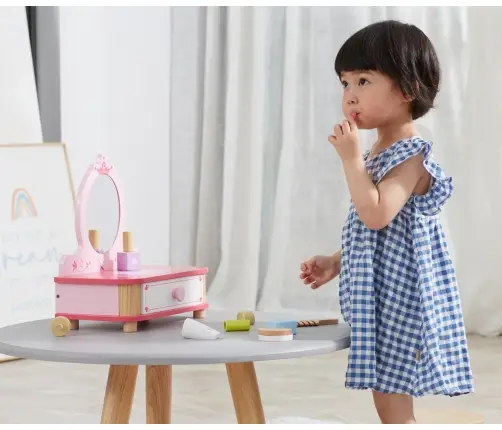 Viga 44571 Drewniana toaletka z lustrem i akcesoriami