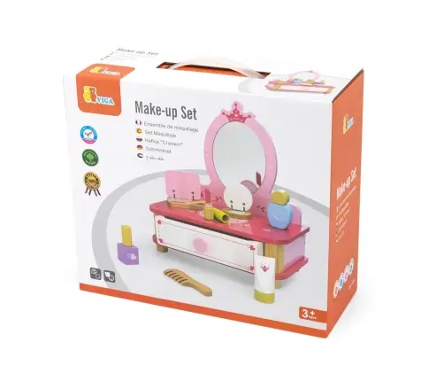 Viga 44571 Drewniana toaletka z lustrem i akcesoriami