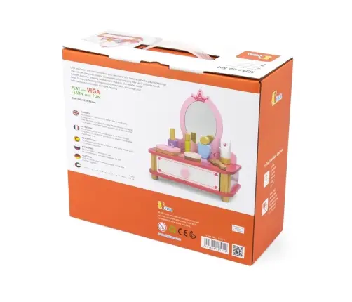 Viga 44571 Drewniana toaletka z lustrem i akcesoriami