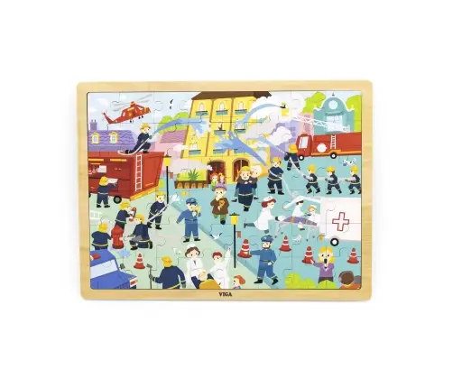 Viga 44581 Puzzle na podkładce 48 elementów - poznajemy pracę strażaka