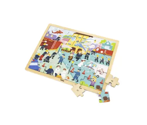 Viga 44581 Puzzle na podkładce 48 elementów - poznajemy pracę strażaka