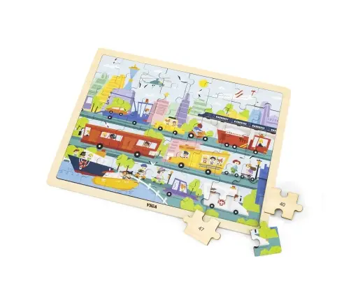 Viga 44582 Puzzle na podkładce 48 elementów - poznajemy transport w mieście
