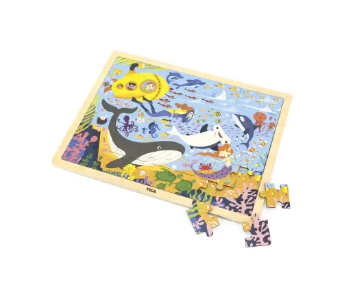 Viga 44583 Puzzle na podkłądce 48 elementów - poznajemy morze i jego mieszkańców