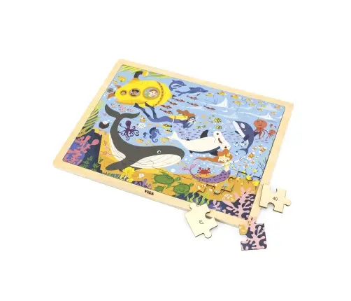 Viga 44583 Puzzle na podkłądce 48 elementów - poznajemy morze i jego mieszkańców
