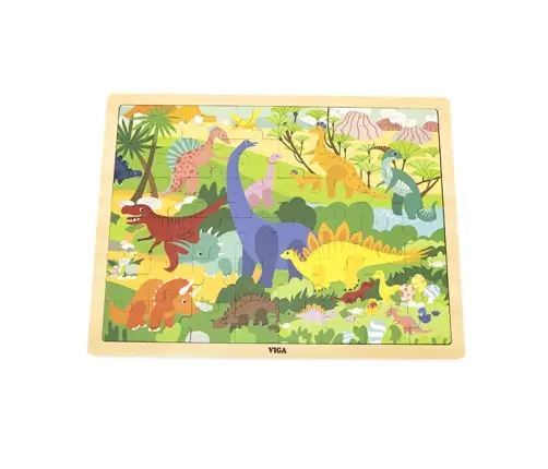 Viga 44584 Puzzle na podkładce 48 elementów - poznajemy dinozaury
