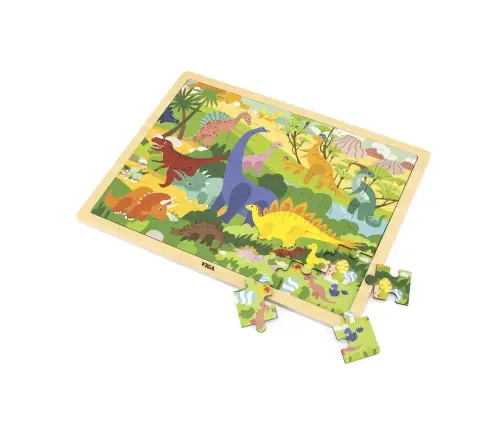 Viga 44584 Puzzle na podkładce 48 elementów - poznajemy dinozaury
