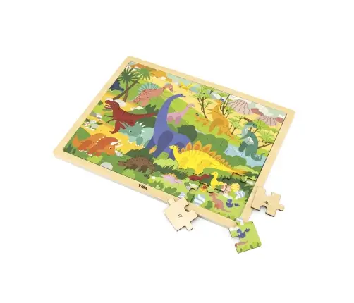 Viga 44584 Puzzle na podkładce 48 elementów - poznajemy dinozaury
