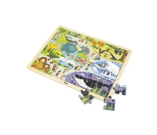 Viga 44587 Puzzle na podkładce 48 elementów - poznajemy zoo