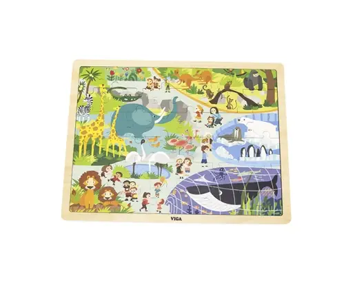 Viga 44587 Puzzle na podkładce 48 elementów - poznajemy zoo