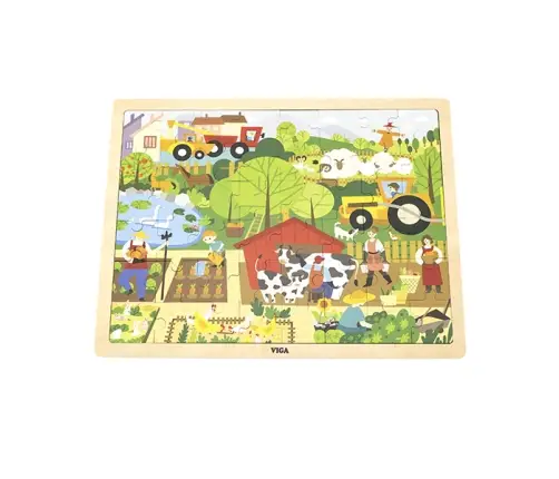 Viga 44588 Puzzle na podkładce 48 elementów - poznajemy farmę