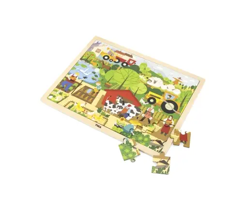 Viga 44588 Puzzle na podkładce 48 elementów - poznajemy farmę