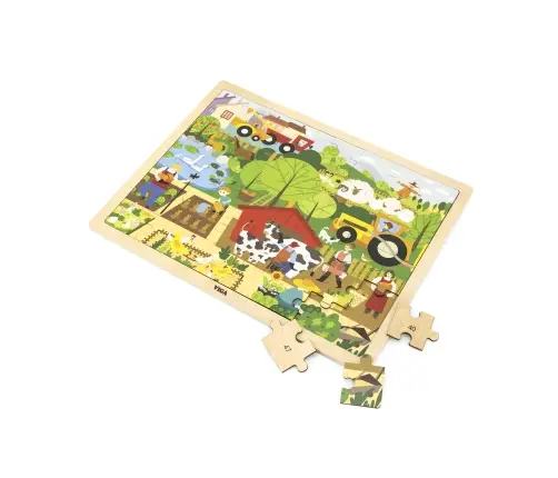 Viga 44588 Puzzle na podkładce 48 elementów - poznajemy farmę