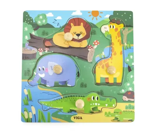 Viga 44593 Puzzle z uchwytami - dzikie zwierzęta