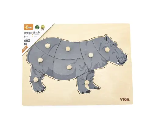 Viga 44604 Puzzle na podkładce z uchwytami - Hipopotam