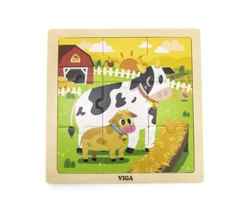 Viga 44623 Puzzle na podkładce 9 elementów - Krowa
