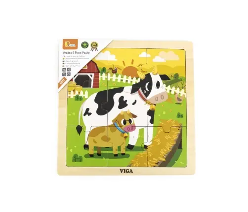 Viga 44623 Puzzle na podkładce 9 elementów - Krowa
