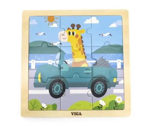 Viga 44629 Puzzle na podkładce 9 elementów - auto