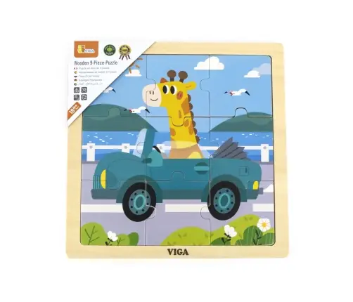 Viga 44629 Puzzle na podkładce 9 elementów - auto