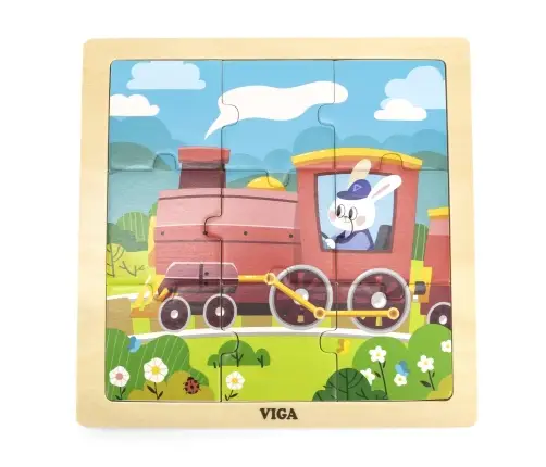 Viga 44631 Puzzle na podkładce 9 elementów - pociąg