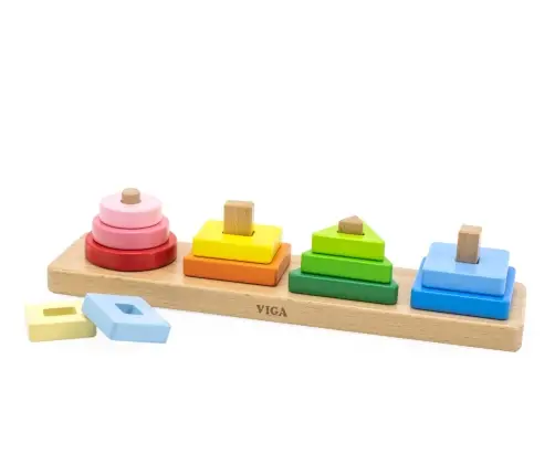 Viga 44686 Viga Klocki z sorterem kształtów - figury geometryczne - piramidki