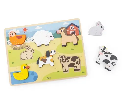 Viga 44702 Puzzle na podkładce 7 elementów- farma