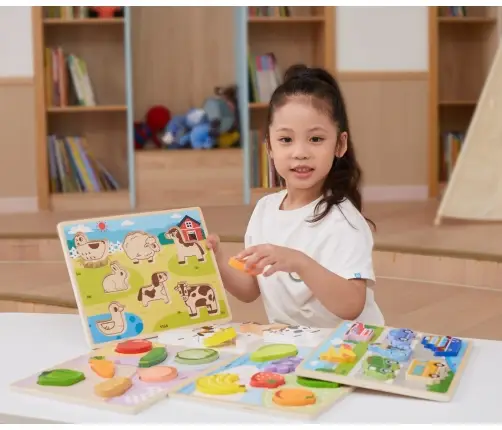 Viga 44702 Puzzle na podkładce 7 elementów- farma