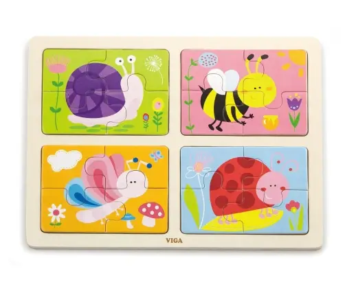 Viga 50189 Puzzle na podkładce 4w1 - owady