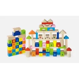 Viga 50288 100Pcs Block Set - Alphabet & Numbers
