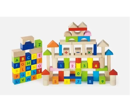 Viga 50288 100Pcs Block Set - Alphabet & Numbers